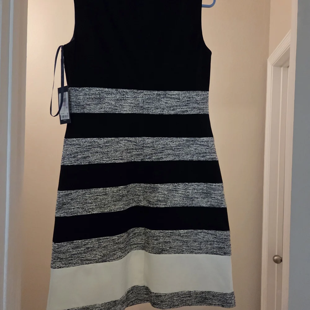 Tommy Bahama Black and Gray Striped Mini Dress - Picture 2 of 3